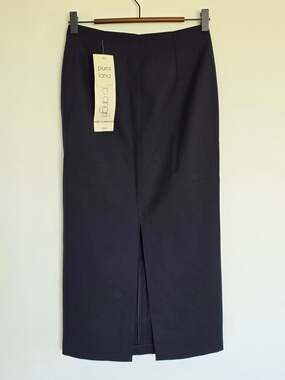Woolmaster Black 100% Merino Wool Midi Pencil Skirt Front Slit Size: 6 | 42 NWT